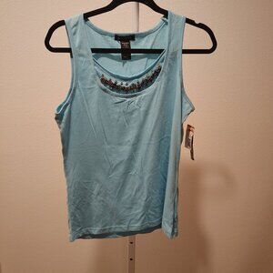 Project Women's Tank Top Size M Medium NWT Cotton Polyester Scoop Neck Beaded